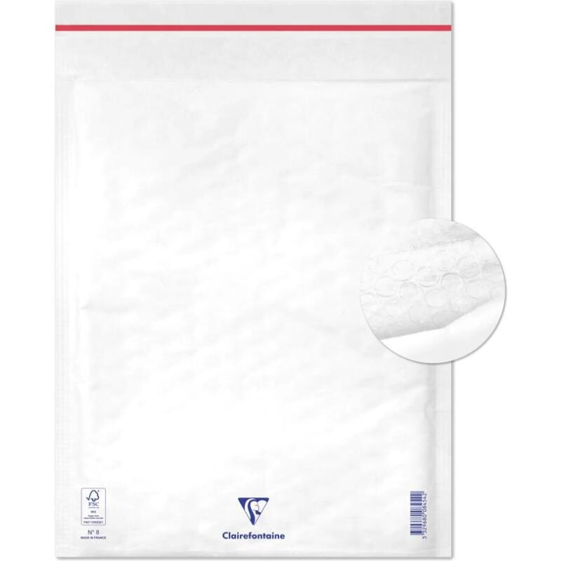 Paquet de 10 Pochettes Blanches Matelassées de Film à Bulles 270x360 mm - Auto-adhésives - Blanc