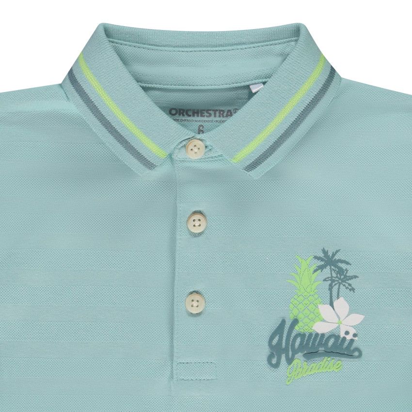 Polo manches courtes puff print Hawaii pour garçon - Bleu
