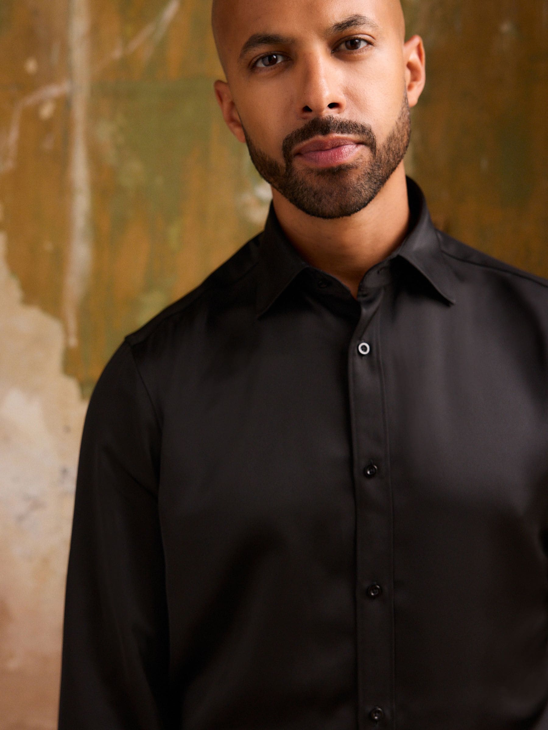 Zwart - Regular Fit EDIT Satin Long Sleeve Shirt