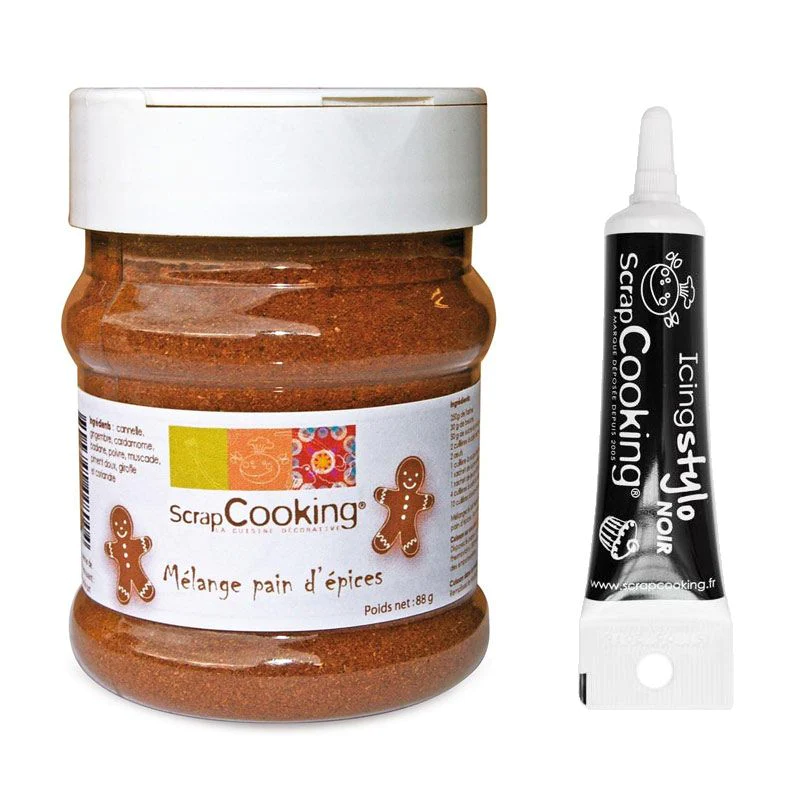 Mélange pour Pain d'épice + Stylo de glaçage noir Scrapcooking