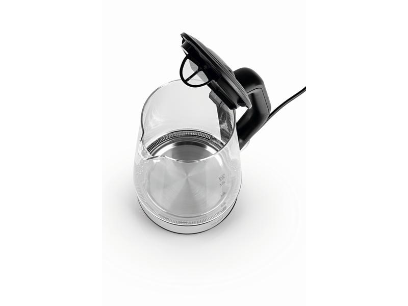 GOURMETmaxx Wasserkocher 1.7 l, Schwarz/Transparent Glas-Wasserkocher
