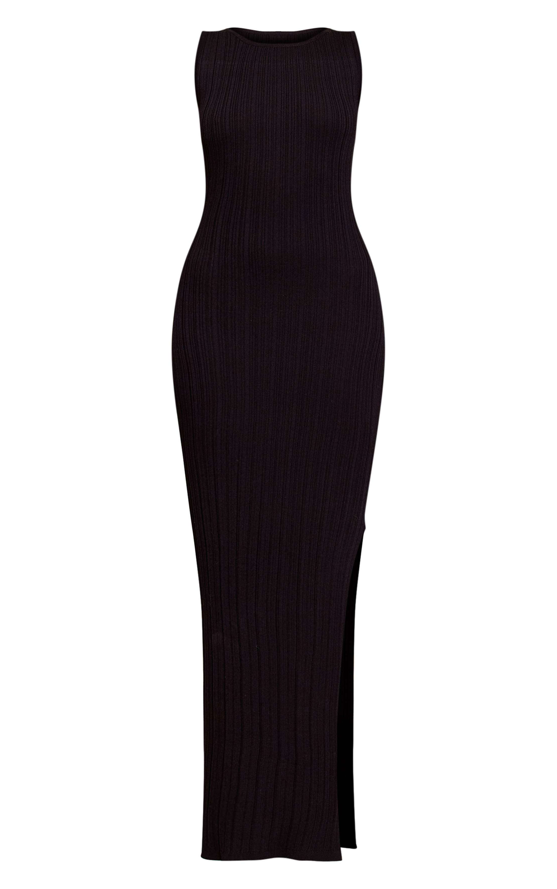 Noir Robe Maxi Sans Manches En Maille Fine