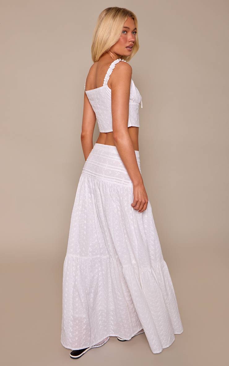 Blanc Ensemble Jupe Maxi À Broderie Coordonné
