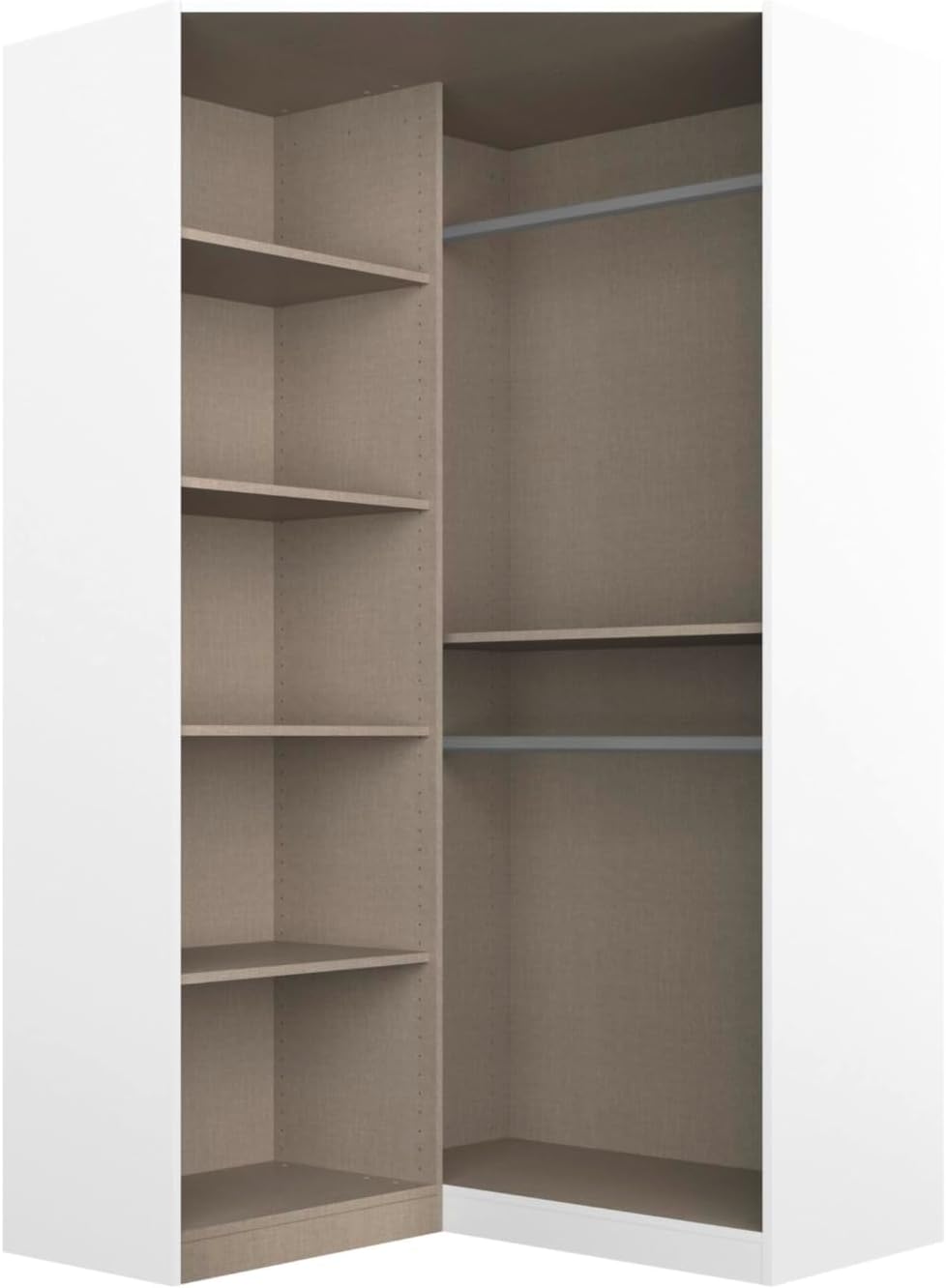 Rauch Möbel Nidda, Eckschrank mit 2 Spiegeltüren, Eck-Kleiderschrank, Kleiderschrank weiß, Garderobe, Schrank mit Stauraum, Drehtürenschrank, 2-türig, Farbe Alpinweiß, 117x197x104cm