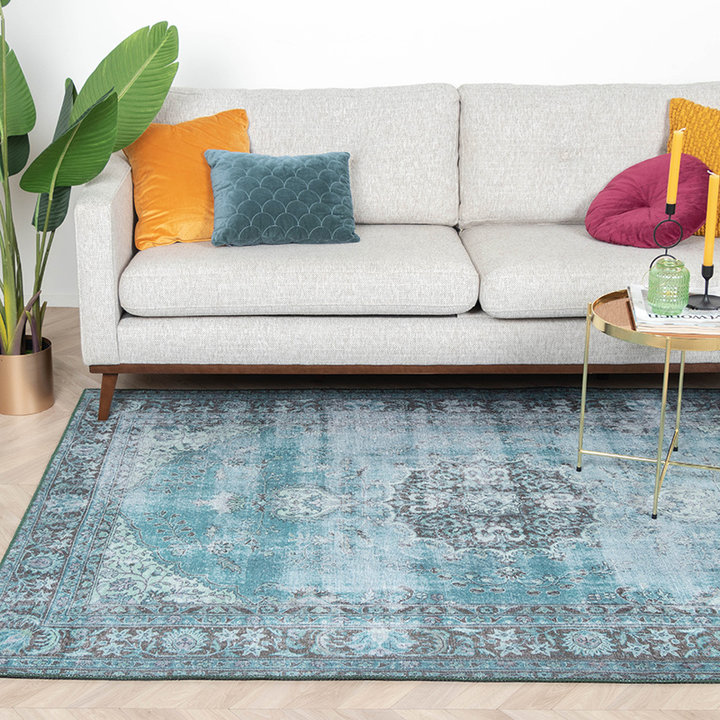 Vintage vloerkleed - Estate Medaillon Blauw/Groen