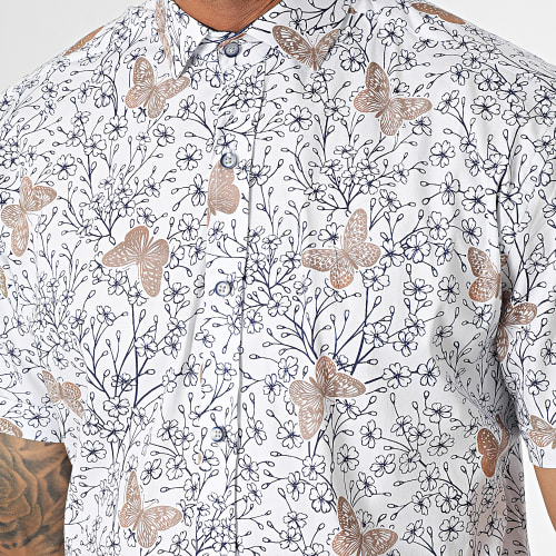 Chemise Manches Courtes Blanc Floral