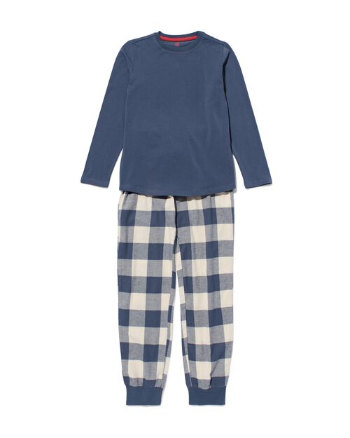pyjama flanelle jersey carreaux pour enfant bleu