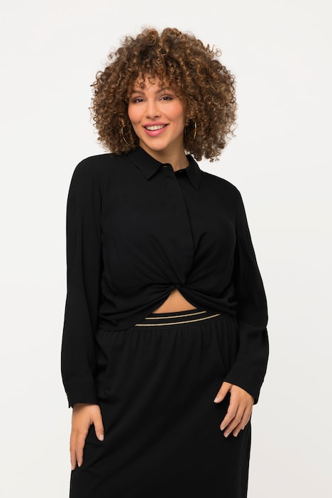 Hemdbluse, Knoten, kurz, Hemdkragen, Langarm
