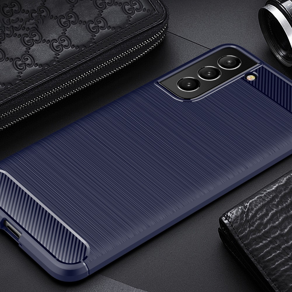 Samsung Galaxy S21 FE 5G Gummi Case Schutzhülle Carbon Look - Dunkelblau