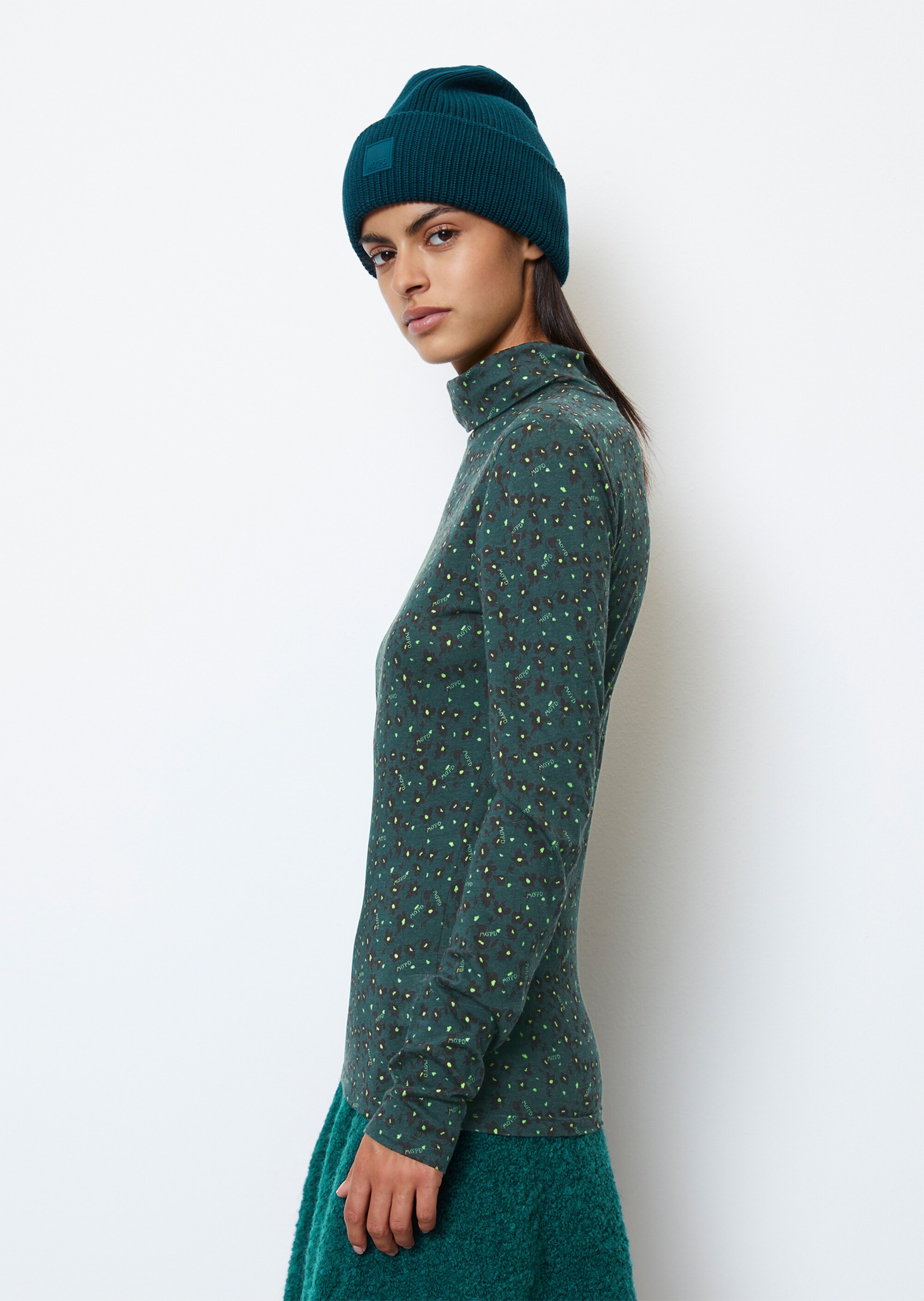 Rollkragen-Longsleeve slim aus softem Single Jersey
