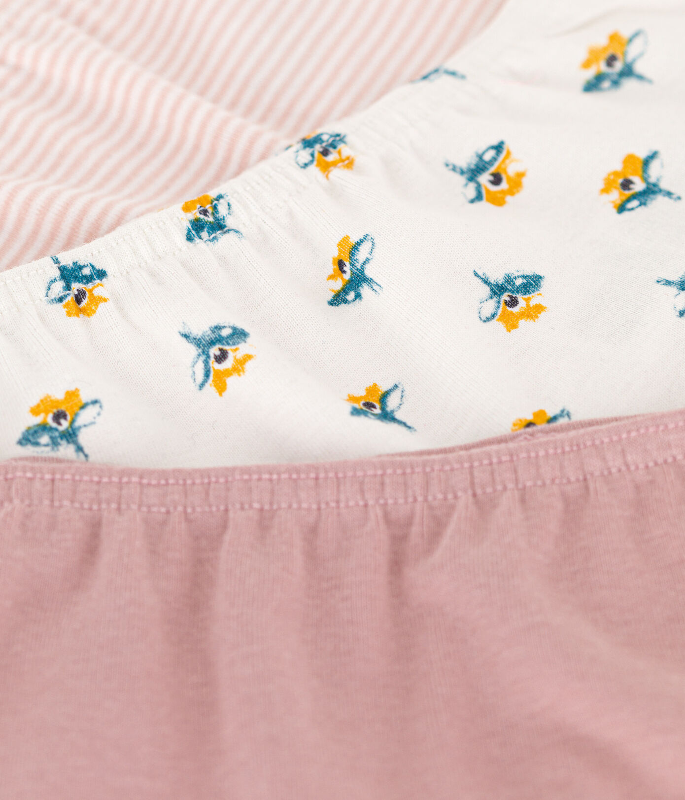 Lot de 3 shorties fleur en coton petite fille