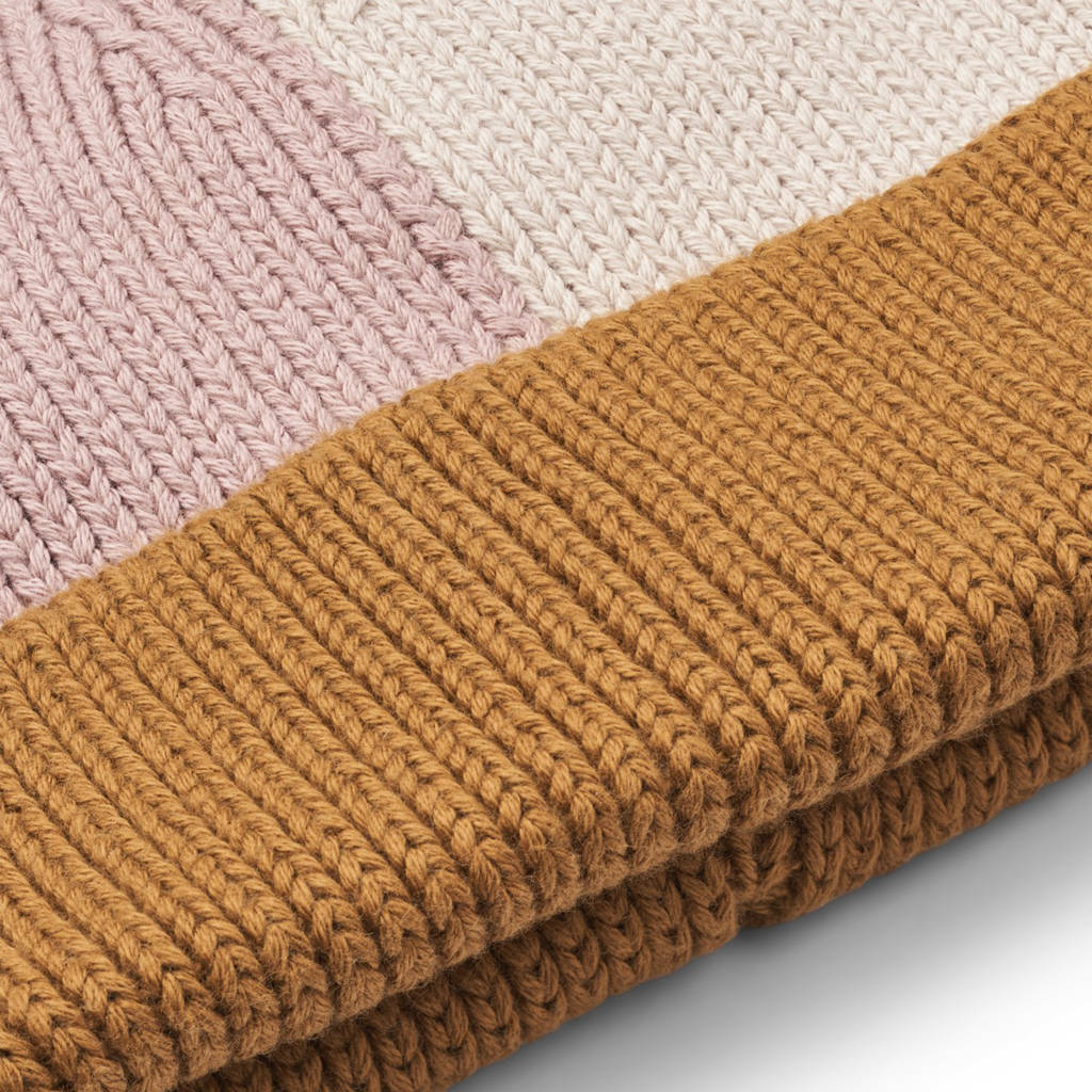 Liewood gebreide muts Ezra roze/camel/offwhite