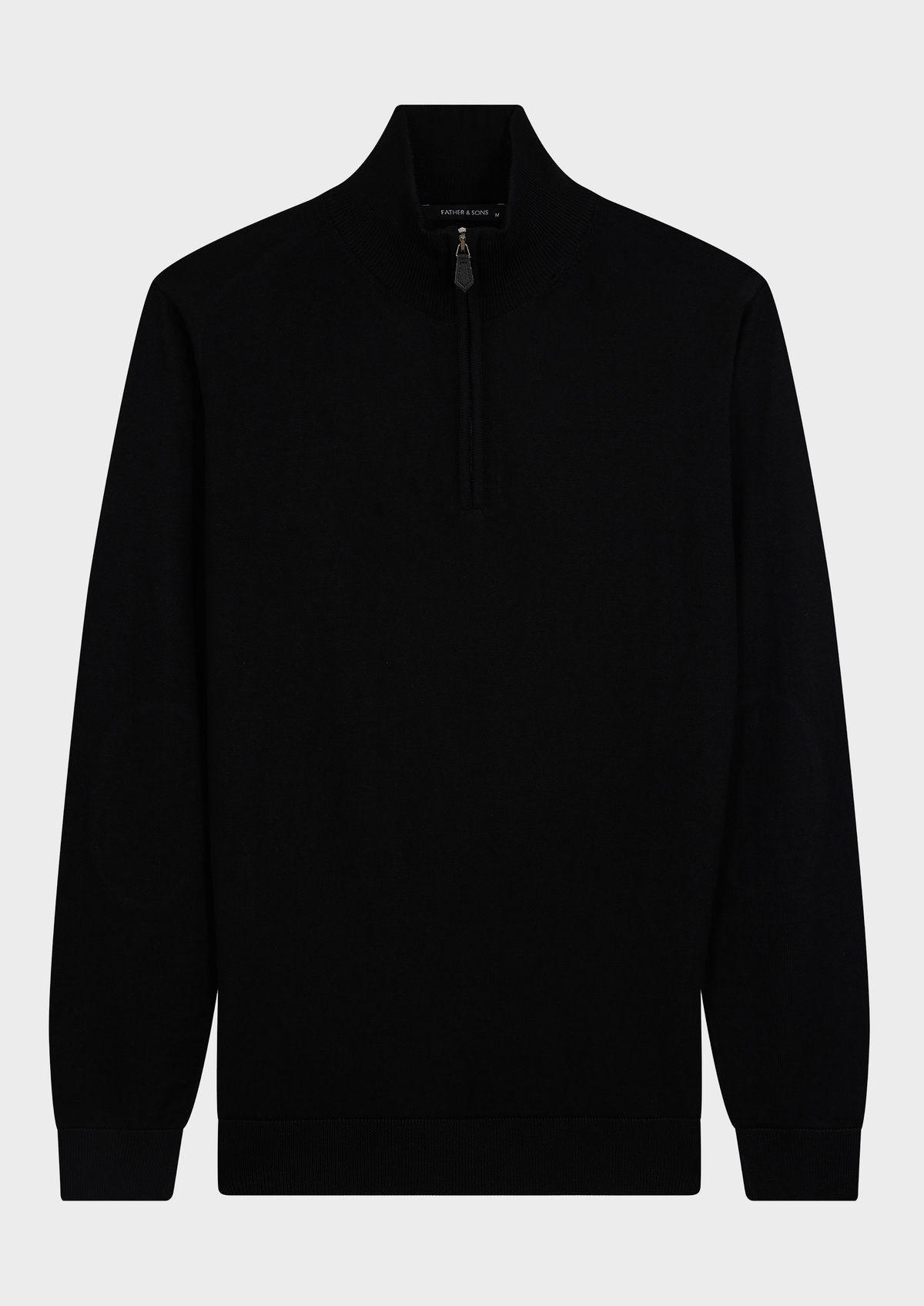 Pull col montant zippé en laine Mérinos mélangée unie noire
