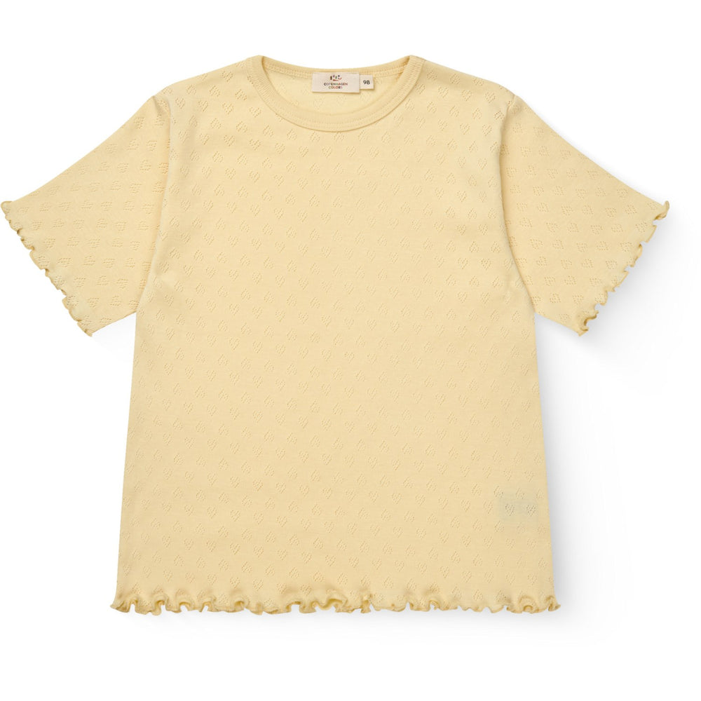 Køb COPENHAGEN COLORS Pale Yellow Pointelle Heart T-Shirt
