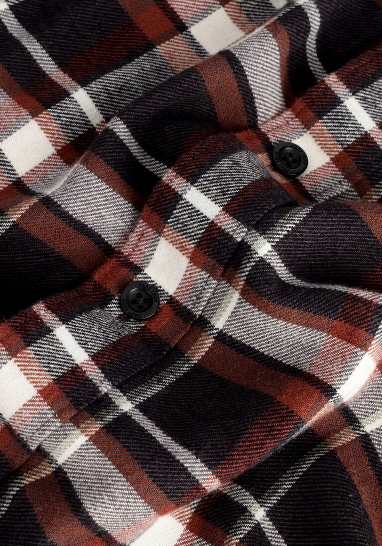 CAST IRON bruine cast iron casual overhemd long sleeve shirt brushed yarn dyed check