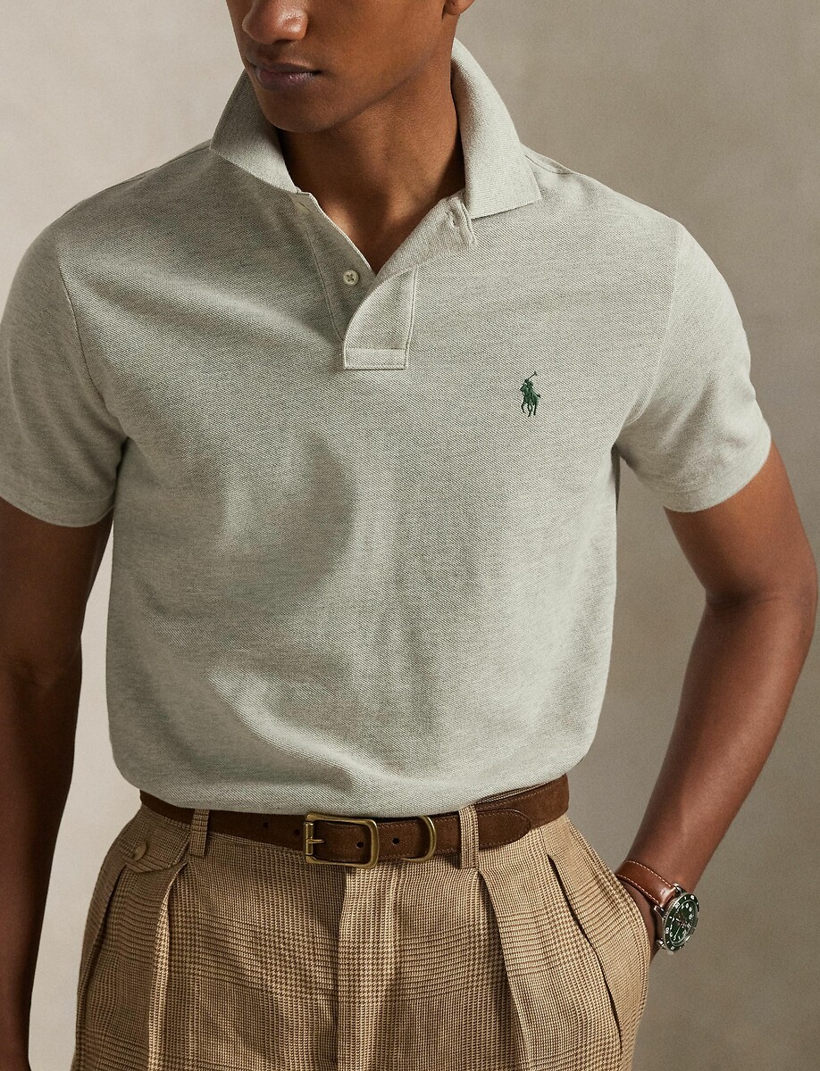POLO RALPH LAUREN<br>Camisa polo reta de algodão com bordado de jogador de pônei