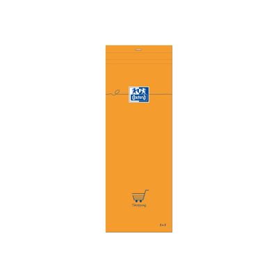 Oxford - Bloc shopping - 7,4 x 21 cm - 160 pages - petits carreaux - 80G - orange