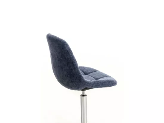 Chaise de bureau - Tissu & Métal chromé - Bleu - Emil