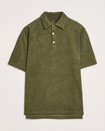 Stenströms Terry Slub Cotton Polo Green