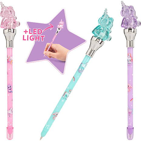 Ylvi kuglepen med lys - unicorn – flere varianter – assorteret