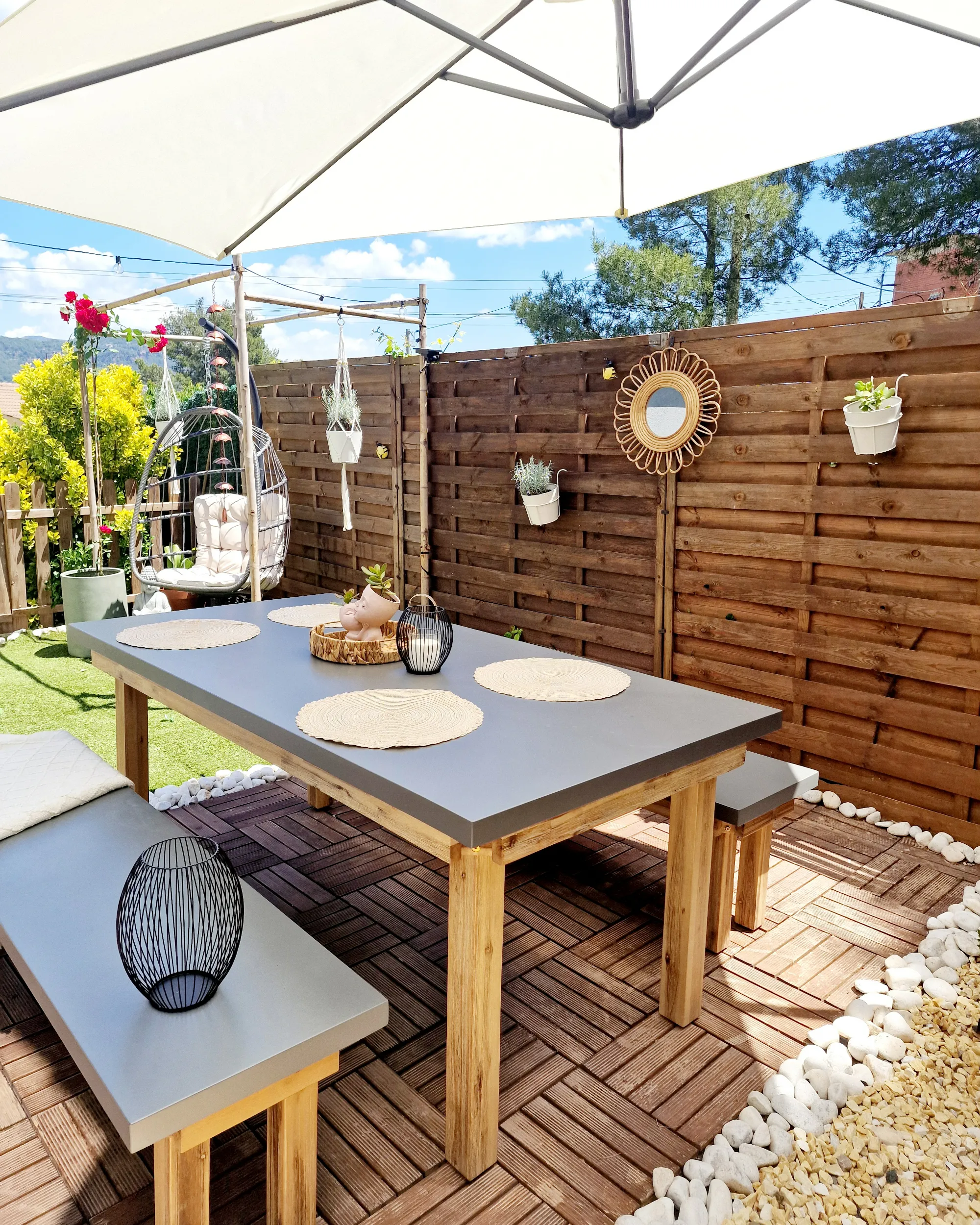 Tuinset met banken 6-zits OSTUNI Beton Grijs
