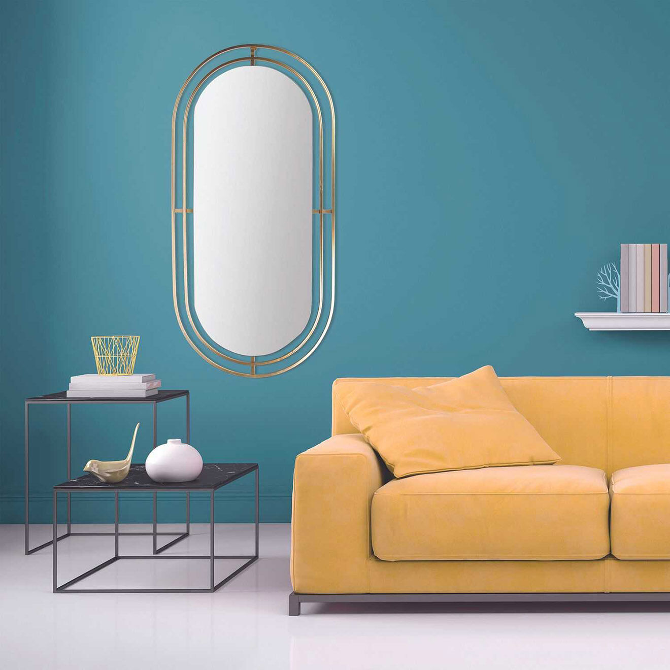 Home Deco Factory Miroir en métal doré - 90x43 cm