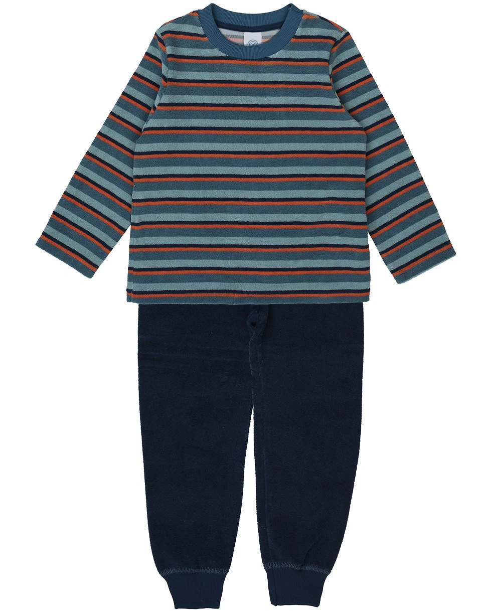 Frottee-Schlafanzug lang STRIPES in bluestone