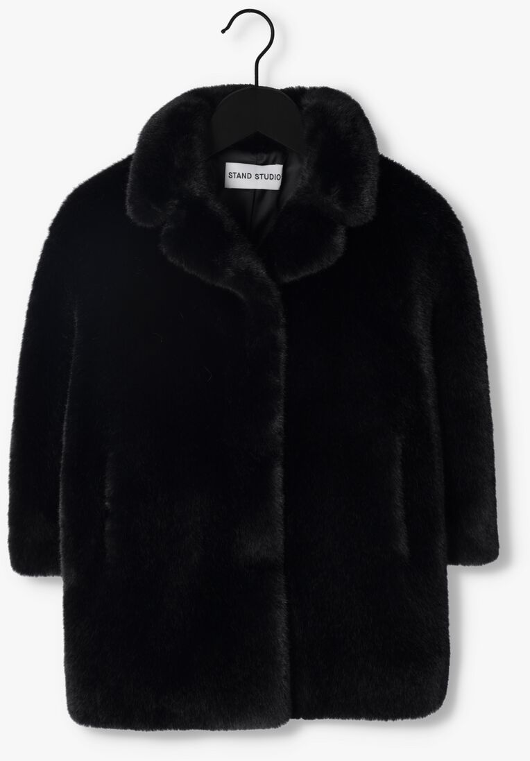 STAND STUDIO zwarte stand studio teddy jas camille cocoon mini coat