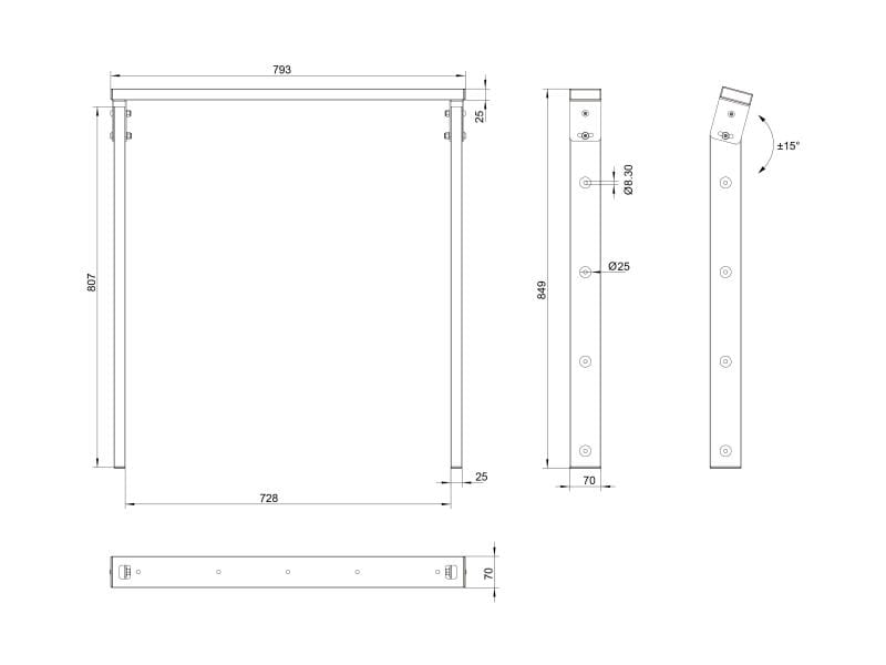 Multibrackets Deckenhalterung Ceiling Mount Pro OM55N-D Befestigungselement (Montagesockel) - Stahl – schwarz