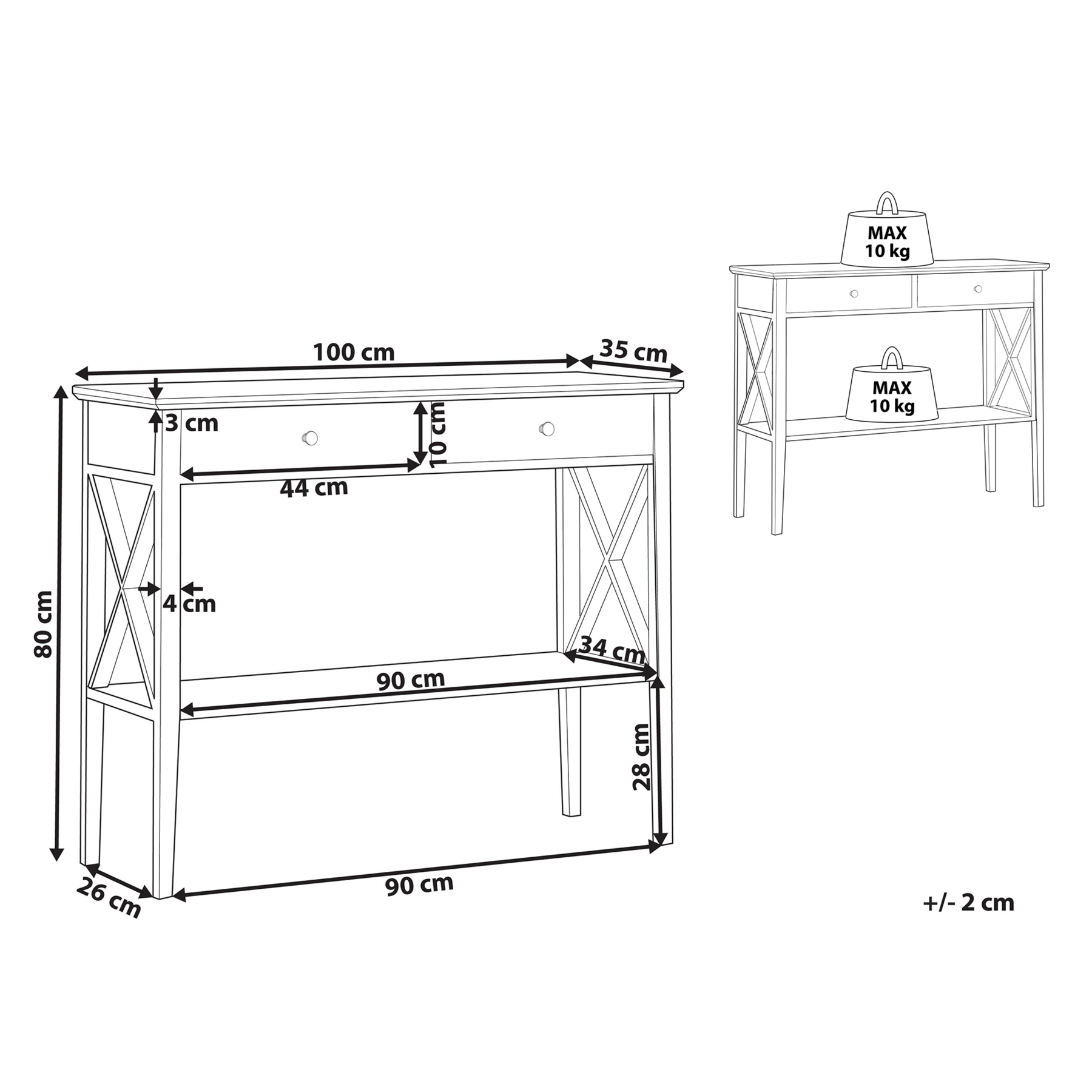 Beliani - AVENUE - Consoletafel - Zwart - MDF