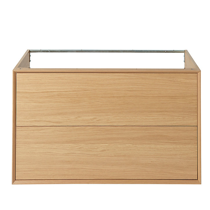 Meuble sous vasque à suspendre GoodHome Avela placage chêne 100 cm