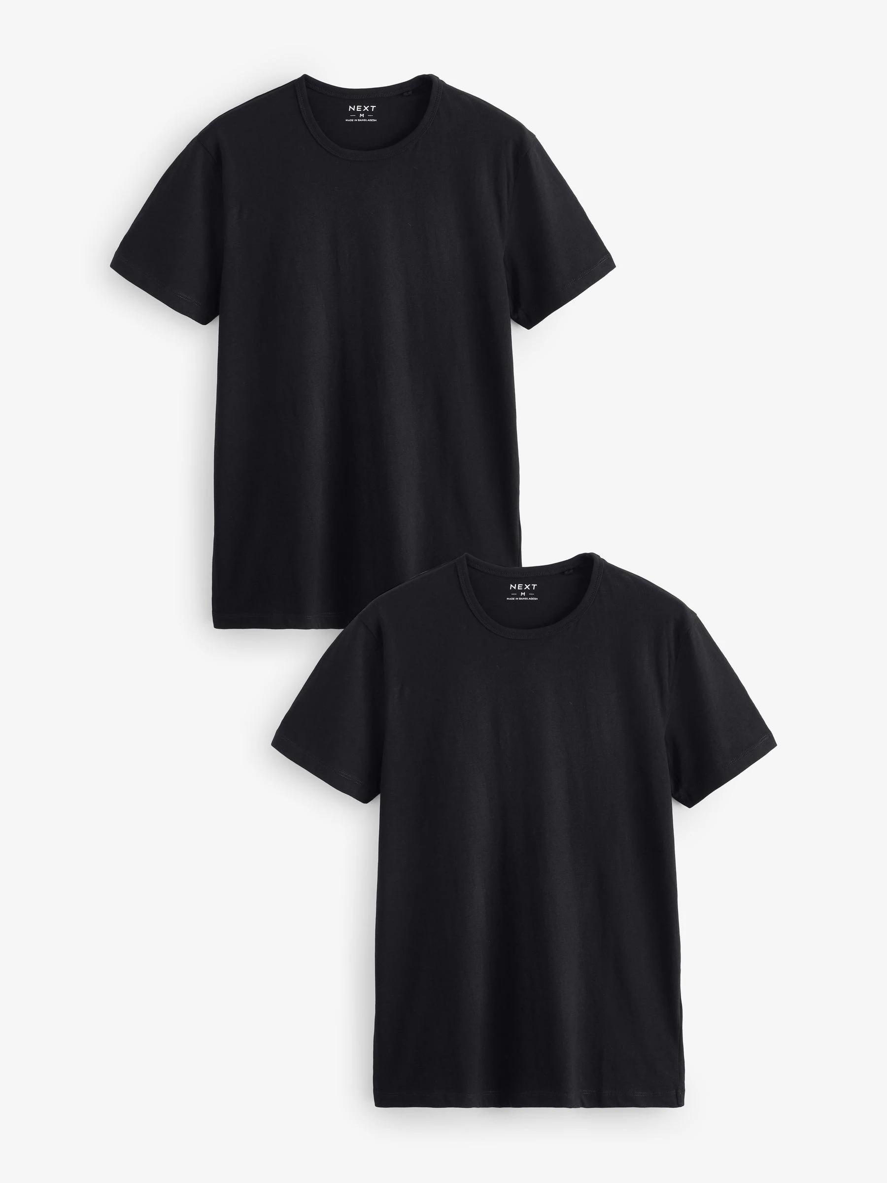Zwart - Normale Pasvorm - Set van 2 100% katoenen T-shirts met laagjes