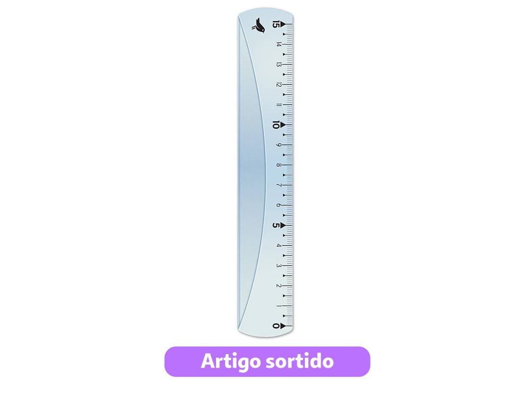RÉGUA INQUEBRÁVEL AUCHAN 15CM CORES SORTIDAS