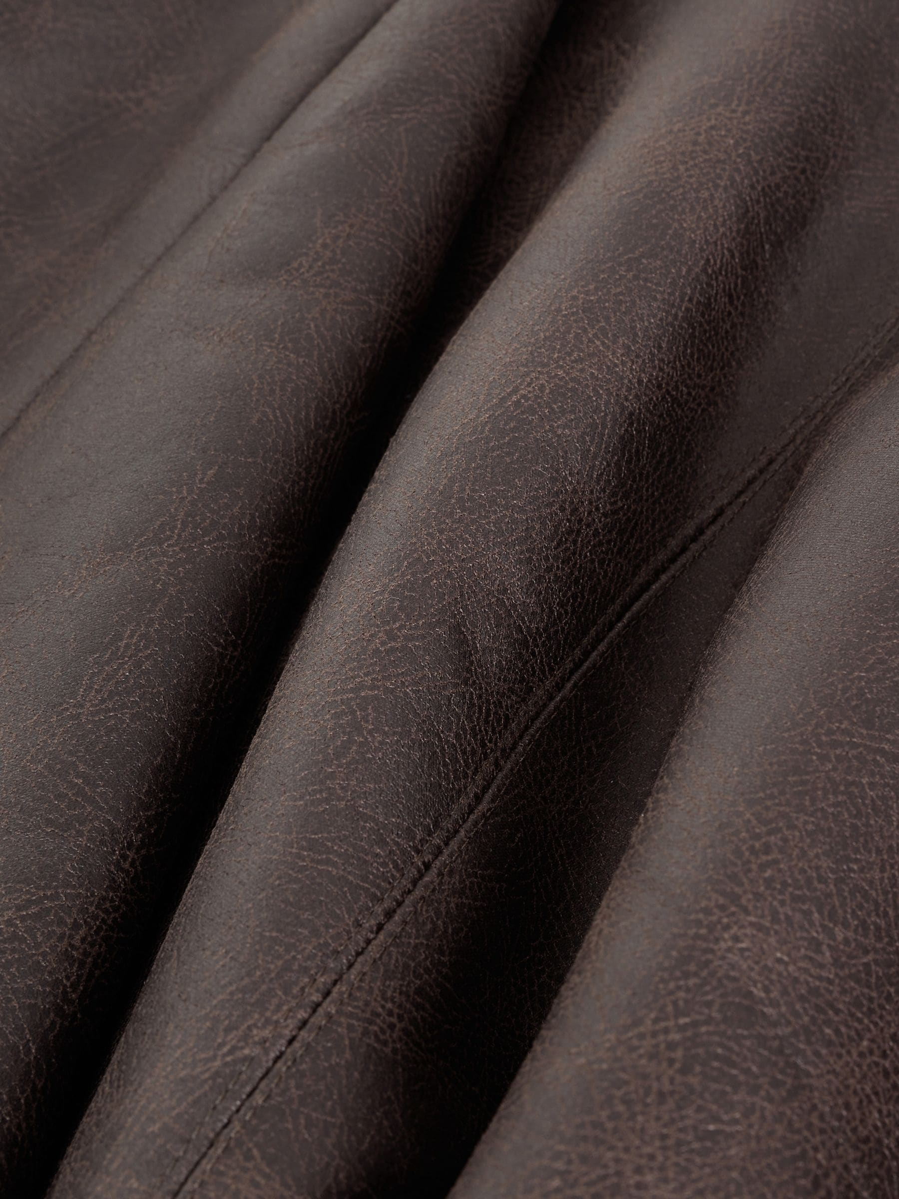 Chocoladebruin - Midi-rok met asymetrische zoom van imitatieleer
