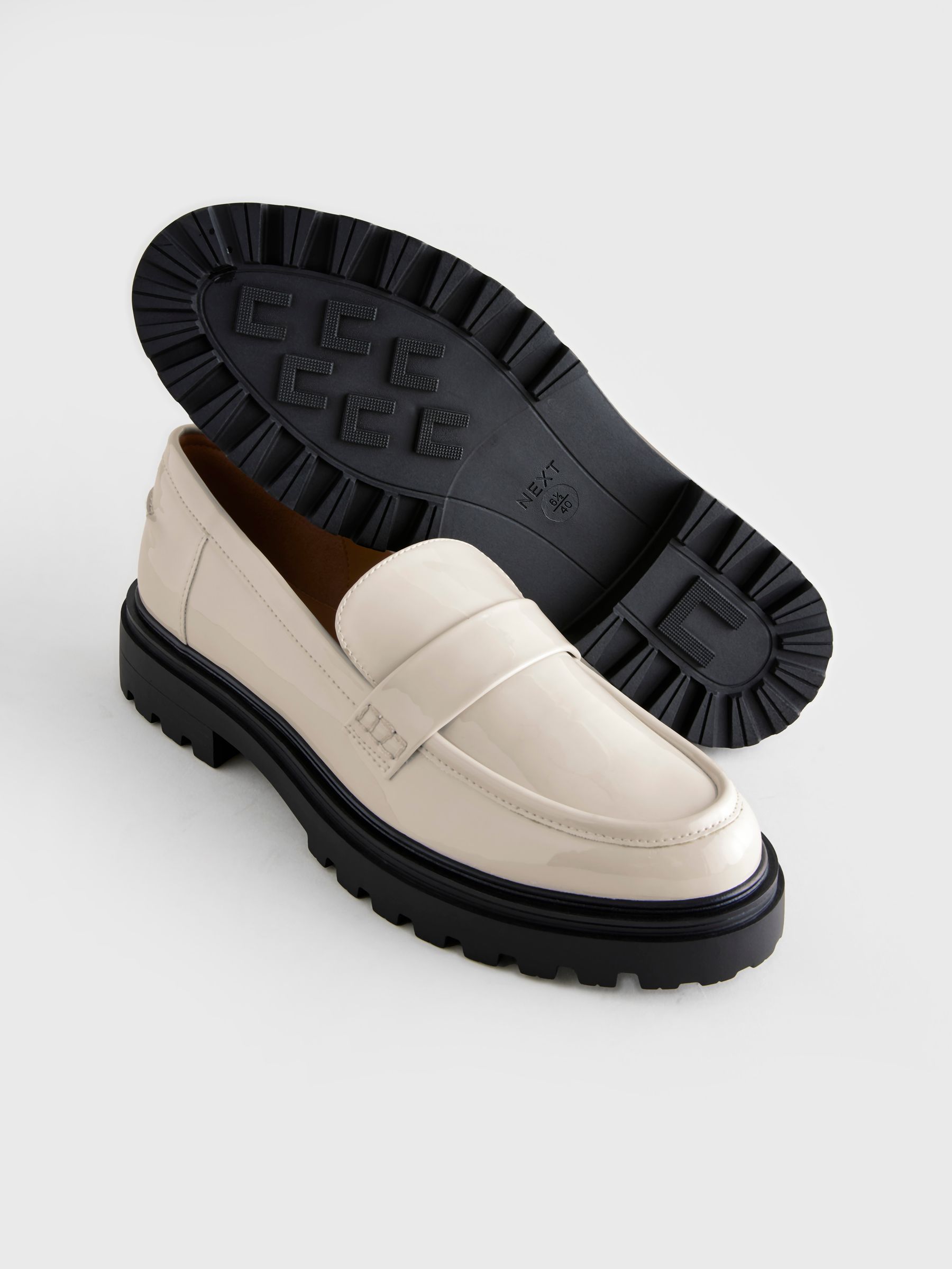 Gebroken wit - Loafers met dikke zool
