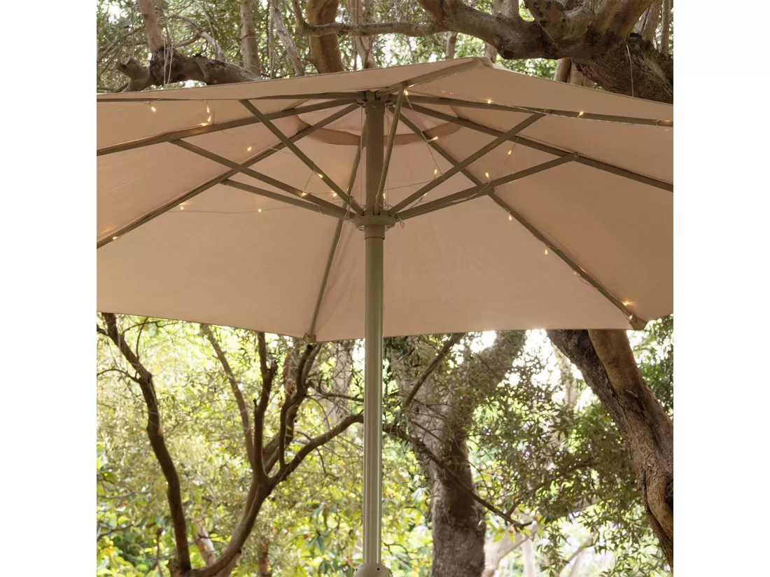 Guirlande LED Extérieure à Piles pour Parasol 2m 3000K Blanc chaud