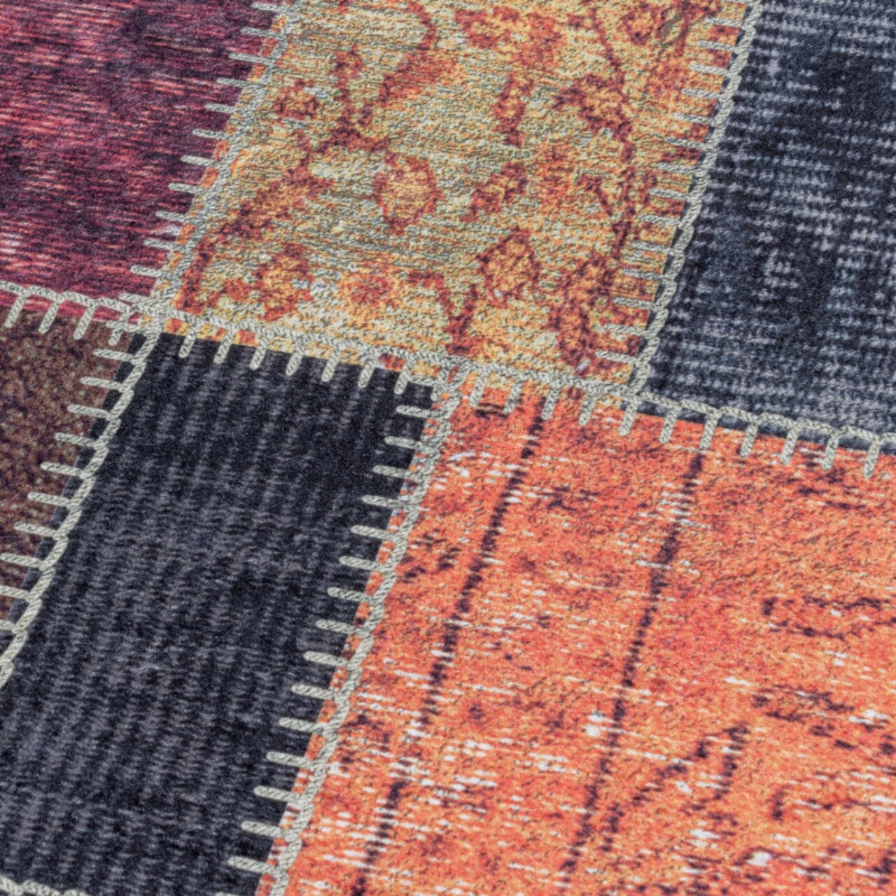 Antirutsch Vintage waschbarer teppich Wohnzimmerteppich Patchwork Mehrfarbig
