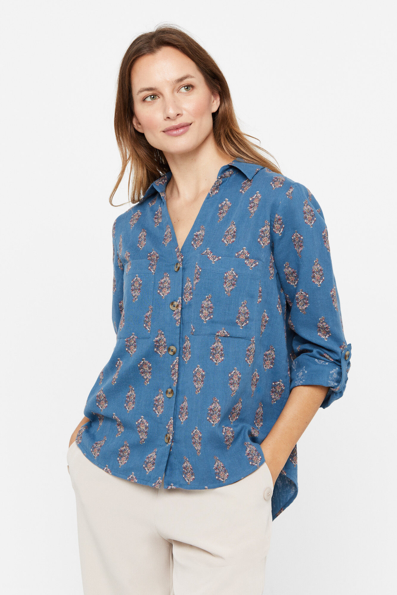 Camisa rústica de algodão - Estampa azul