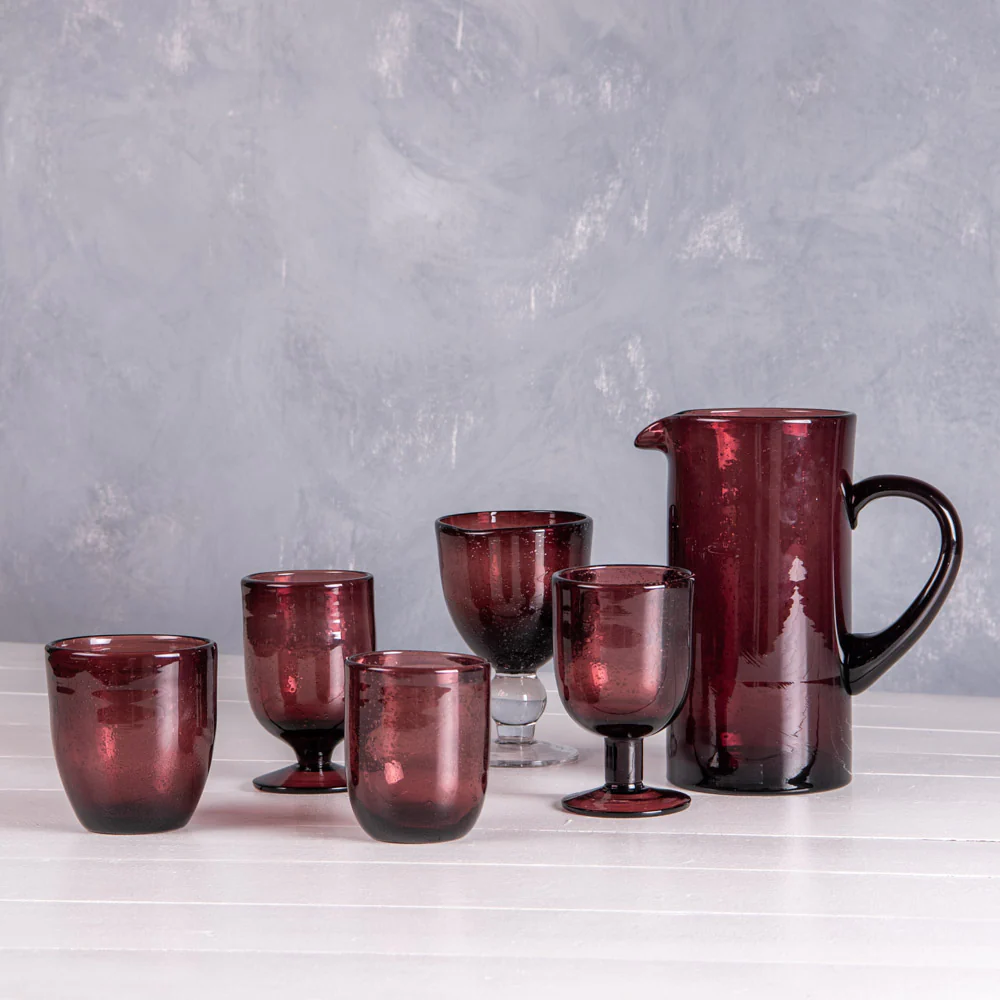 Verre à pied 28 cl artisan bullé violet (lot de 6) Table passion