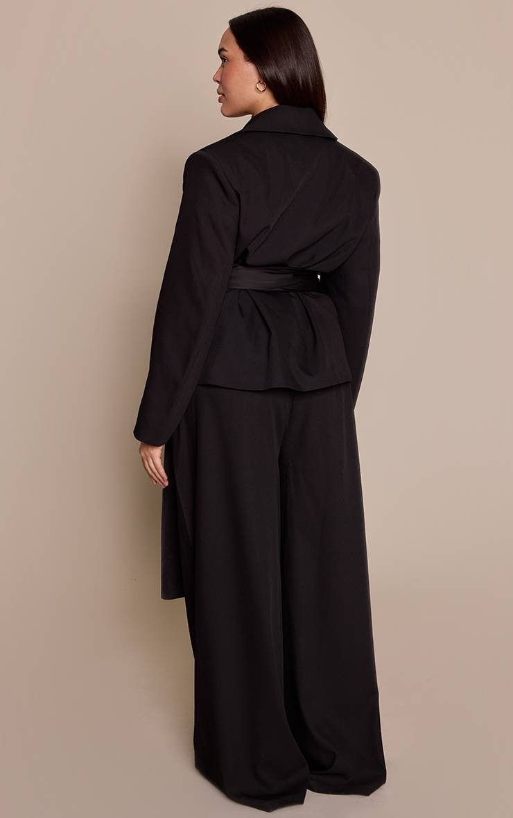 Noir Pantalon Large Tissé Grande Taille Ensemble Coordonné