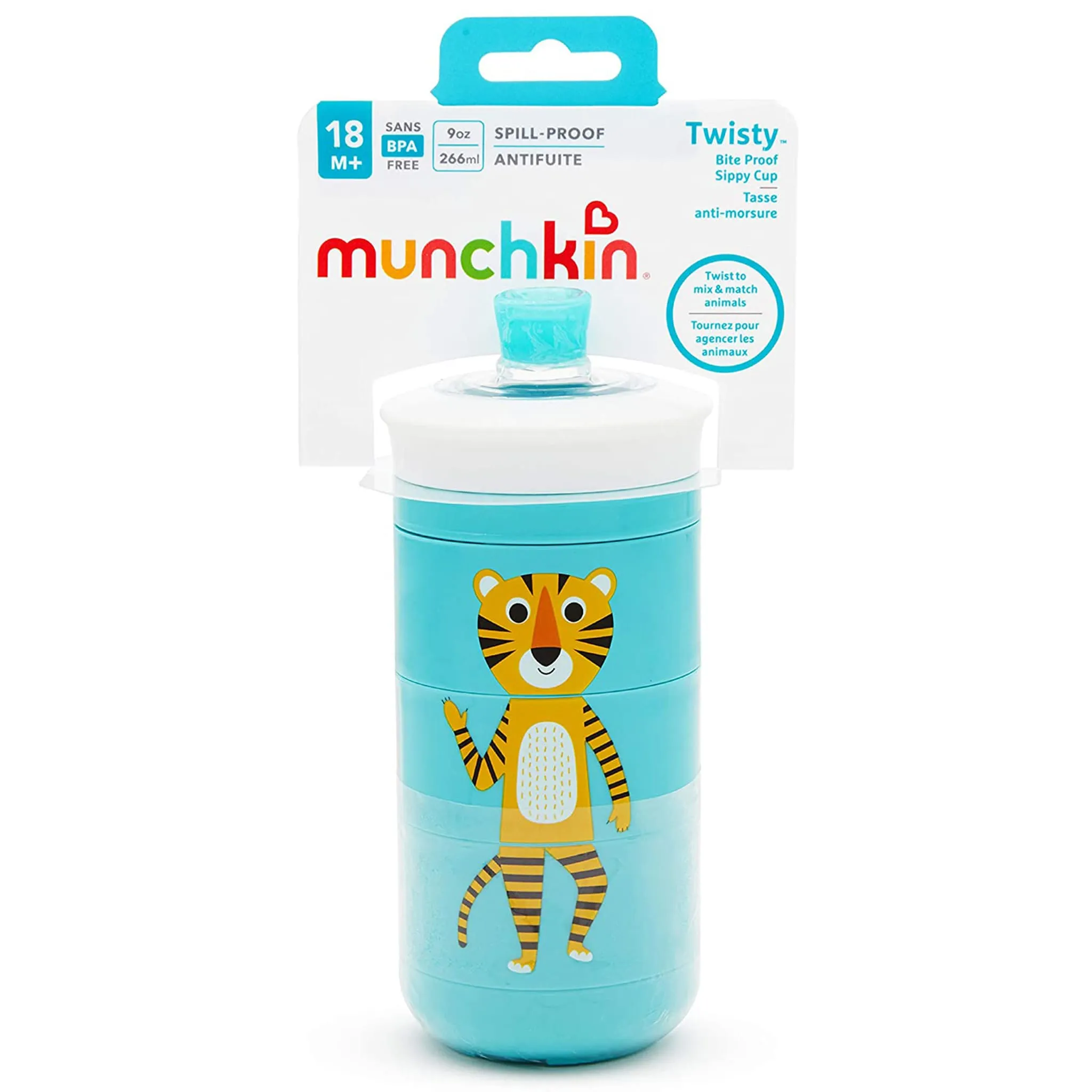 Munchkin Tasse Twisty 9oz - Animaux Bleus