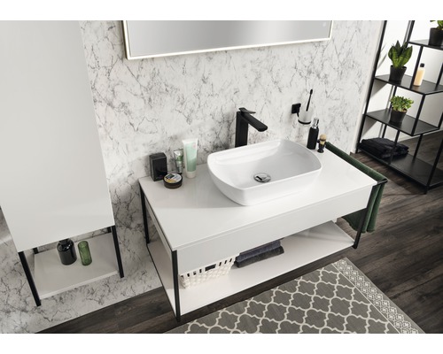 Wastafelmeubel FACKELMANN New York BxHxD 108,5 x 43 x 47,5 cm Frontkleur wit hoogglans 84913