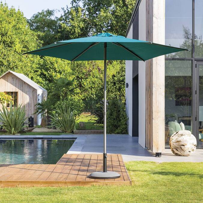 Parasol droit rond inclinable SOYA Bleu canard