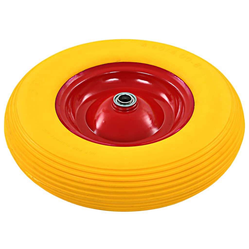 vidaXL Kruiwagenwiel met as, massief, polyurethaan, 4,00-8, 390 mm