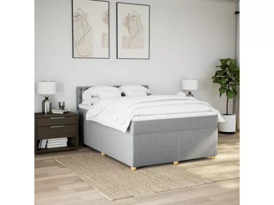 Sommier à lattes de lit avec matelas Gris clair 160x200cm Tissu