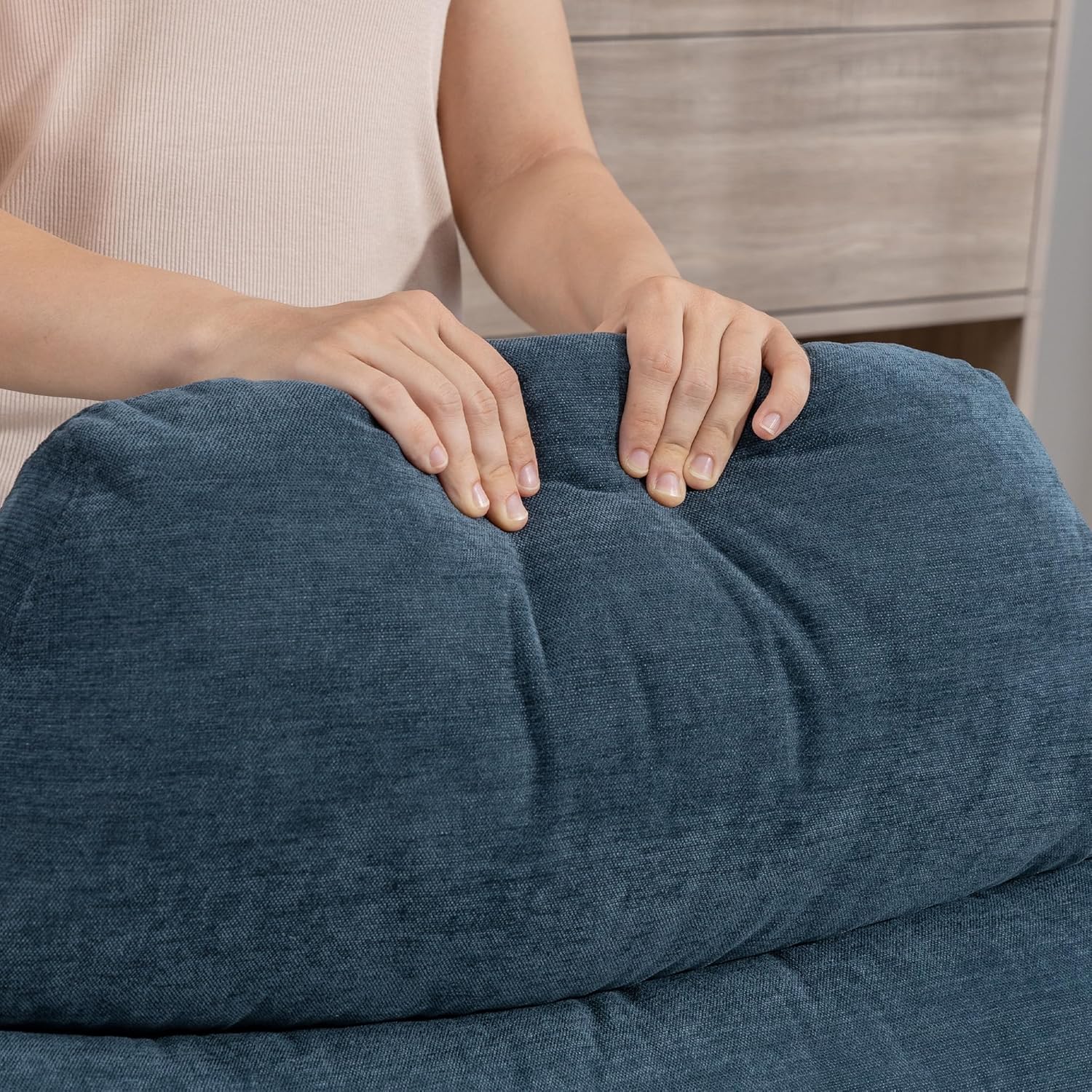 HOMCOM Relaxsessel mit Hocker Sessel Loungesessel mit Chenille-Optik breiter Sitzfläche Drehbar Polstersessel Armlehnensessel für Wohnzimmer, Schlafzimmer, Blau