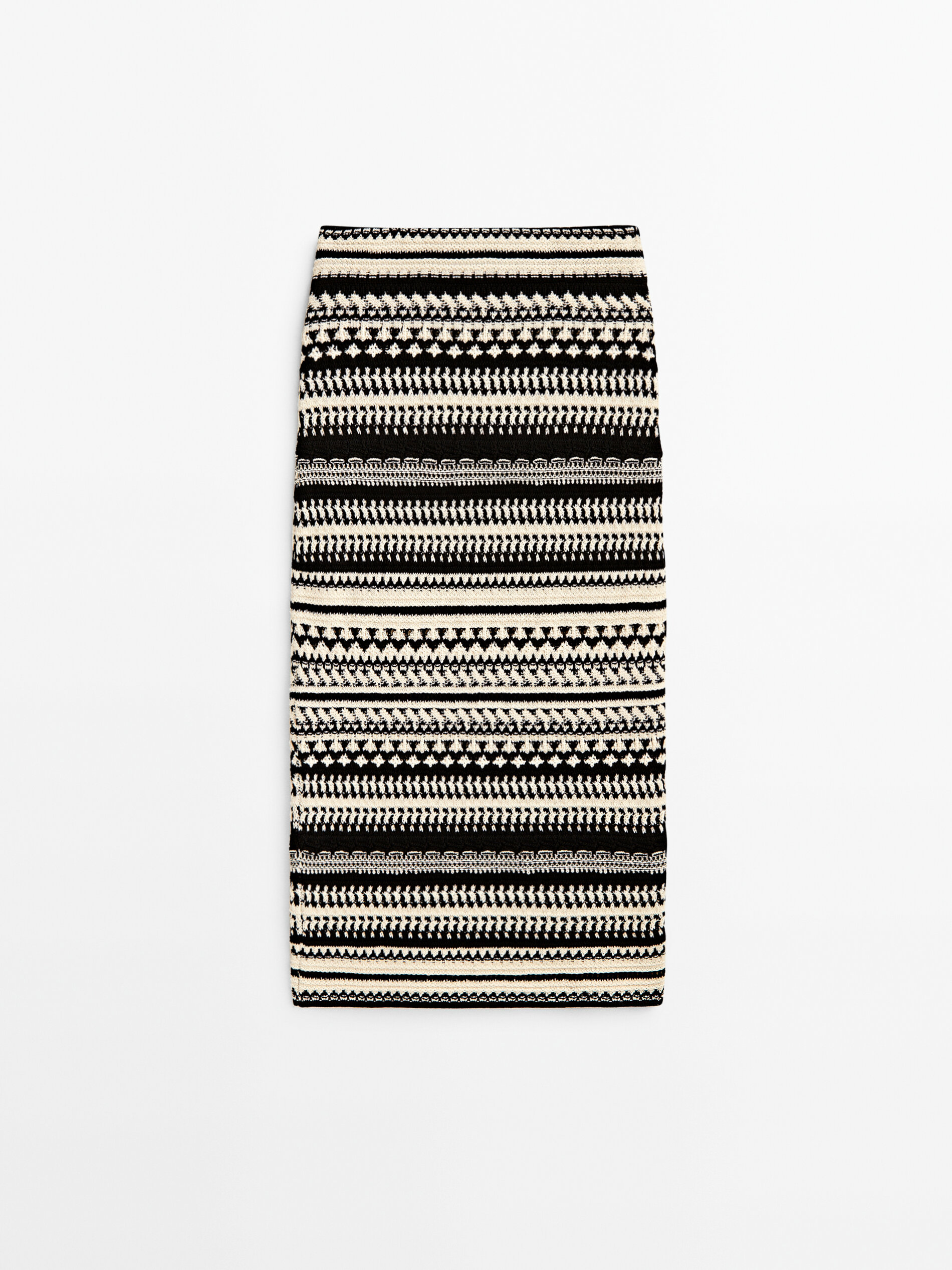 Saia midi em malha jacquard - RAW