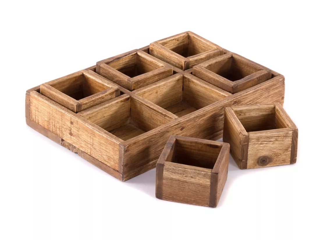 ENSEMBLE DE CAISSES Cubo II 7 pièces. Bois massif