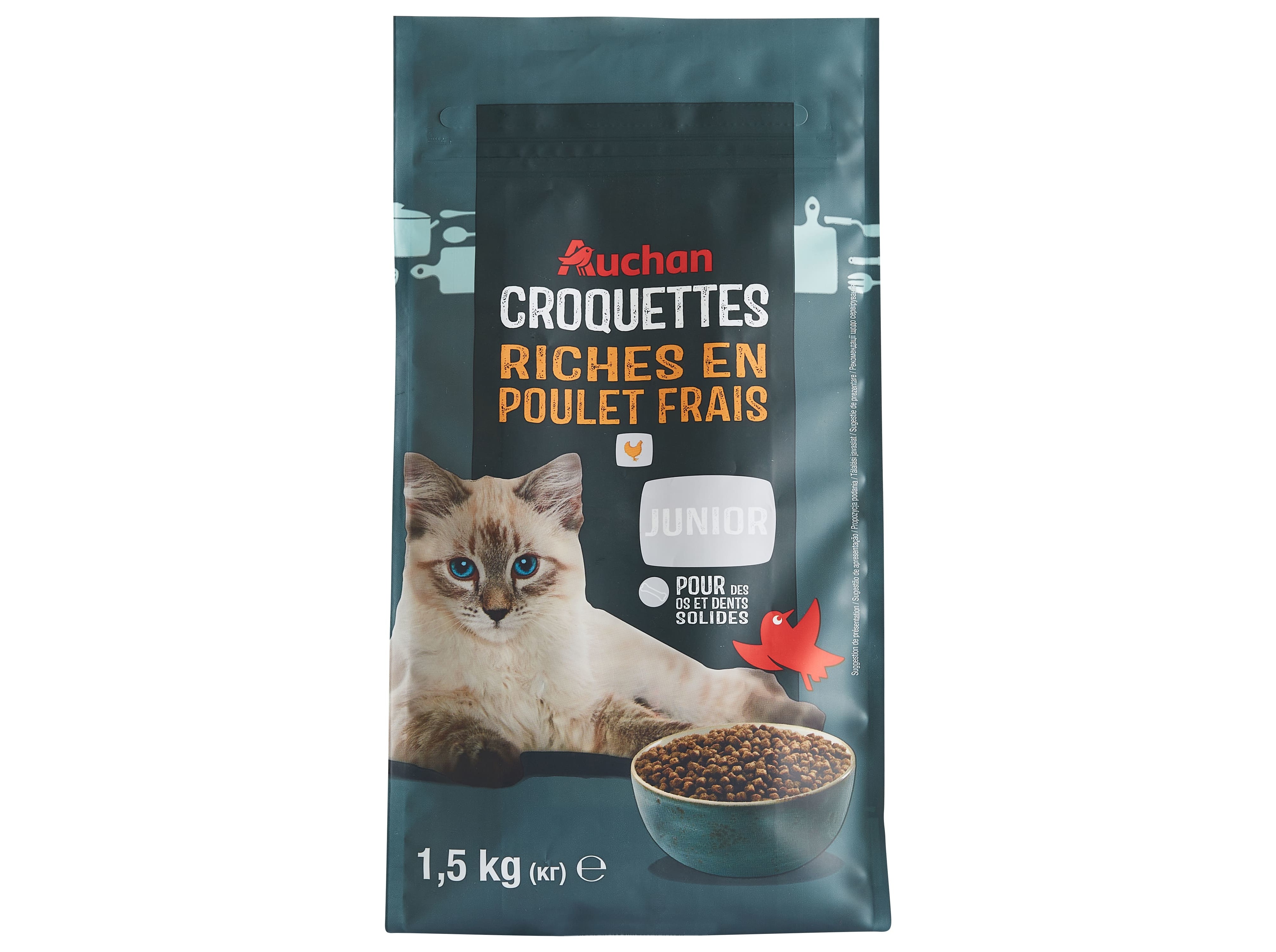 RAÇÃO PARA GATO JÚNIOR AUCHAN RICO EM FRANGO FRESCO 1.5KG