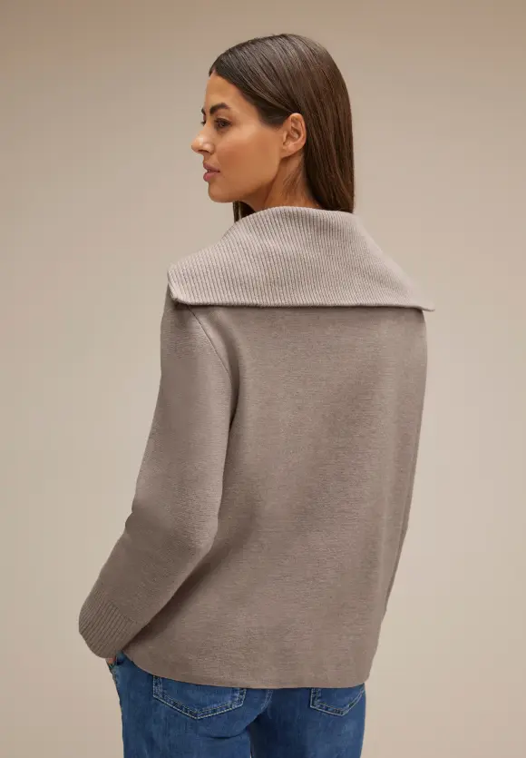 Zipper Troyer Strickjacke - whisper mocca melange